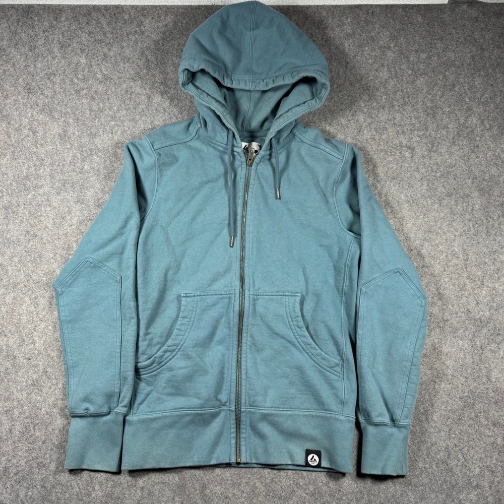 American Giant Classic Full Zip Hoodie Mens Small Teal Blue Made in USA Cotton